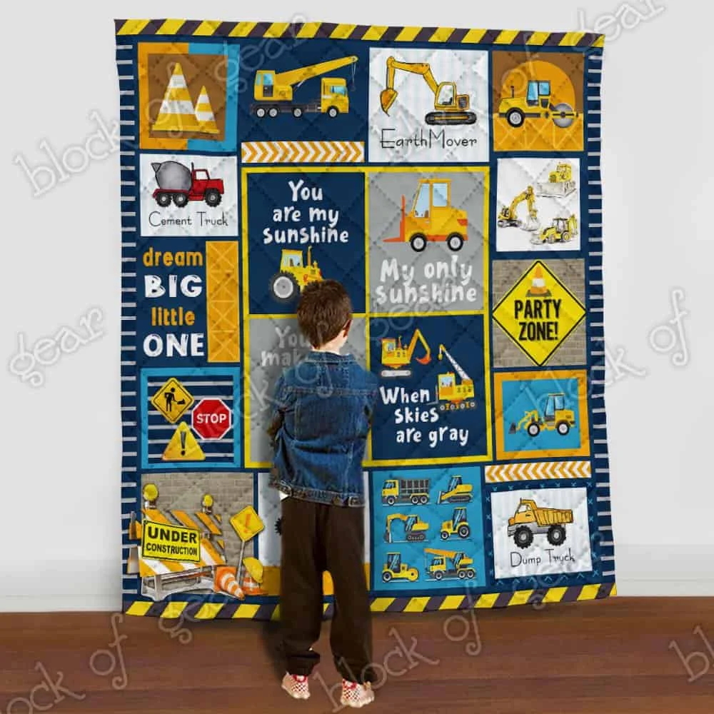 Heavy Equipment Boy, I Love You Quilt