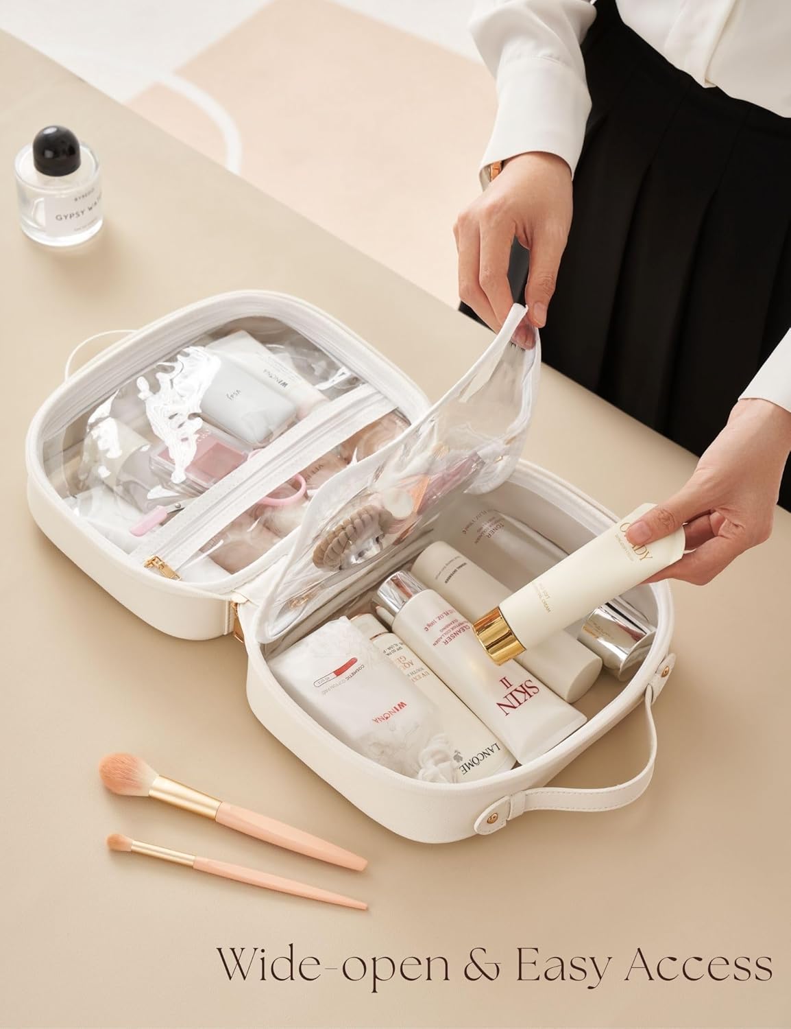 🔥Last Day 50% OFF🔥Clear Cosmetic Bag Double Layer Travel Toiletry Bag with 4 Compartments