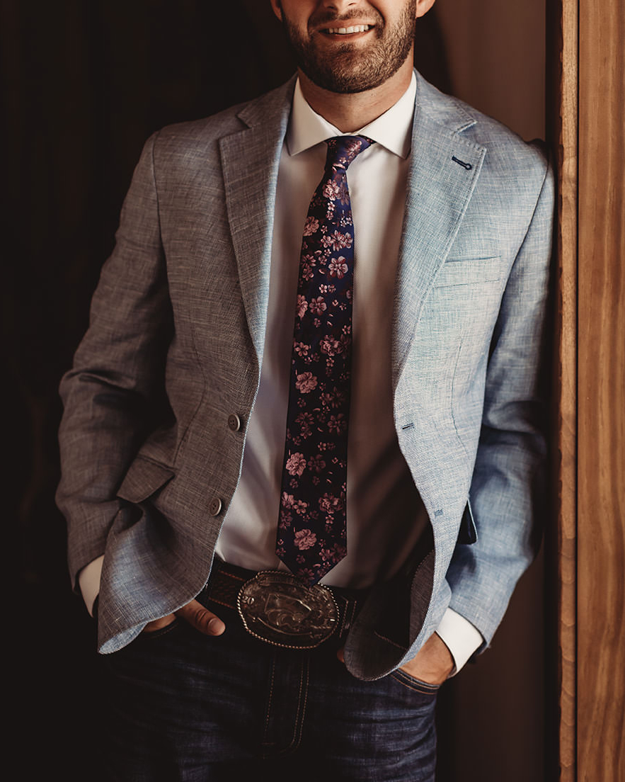 Men's Casual Gray Textured Print Western Long Sleeve Jacket Blazer