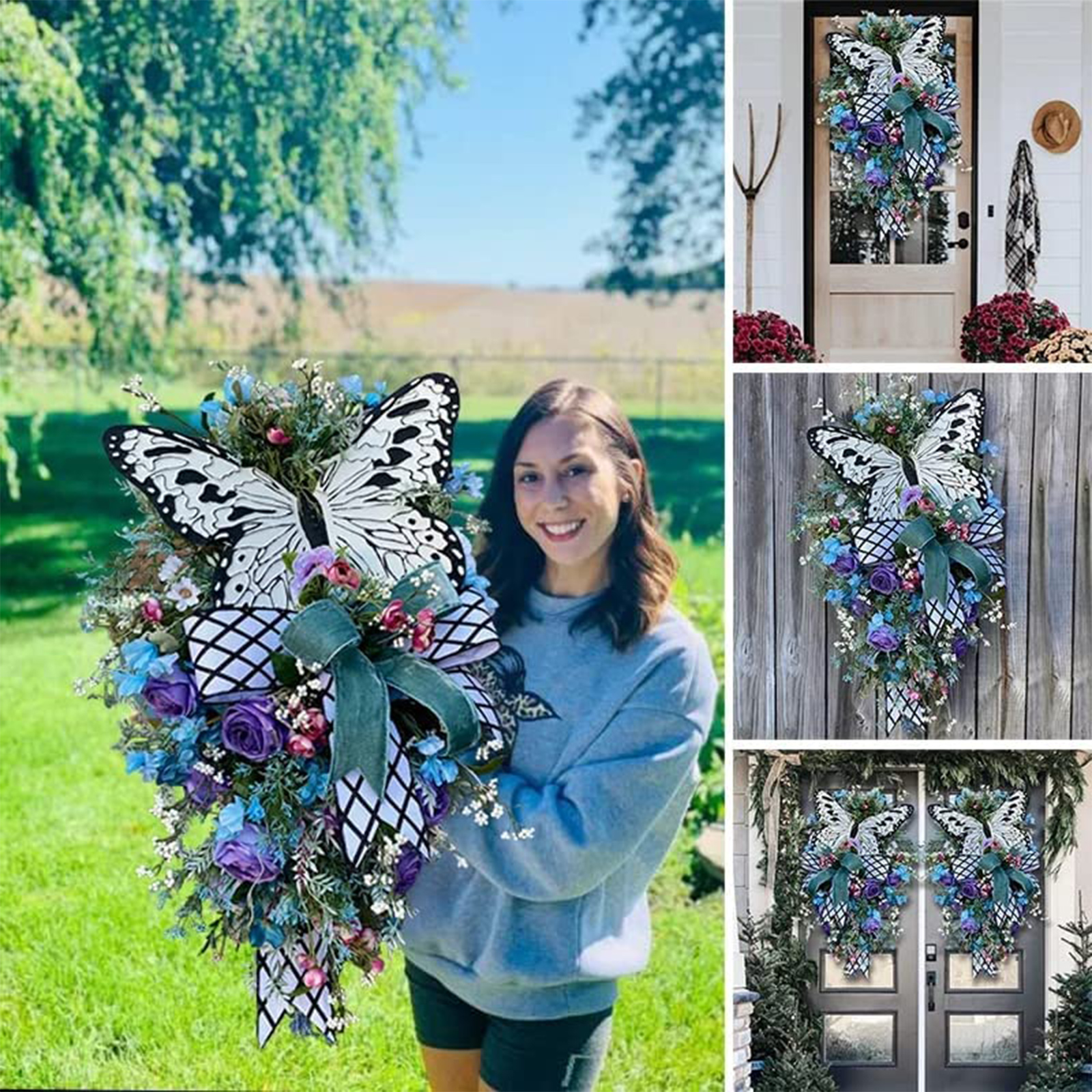 🔥[SAVE 50% OFF]--20 inch Simulation rose butterfly wreath