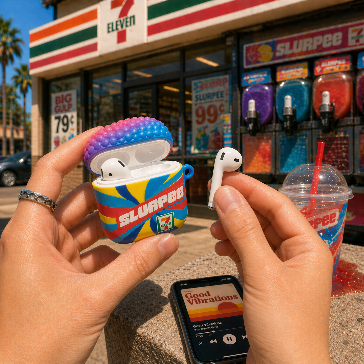 🔥7- Eleven Slurpee 60th Limited Edition 3D Bubble Top AirPods Case!