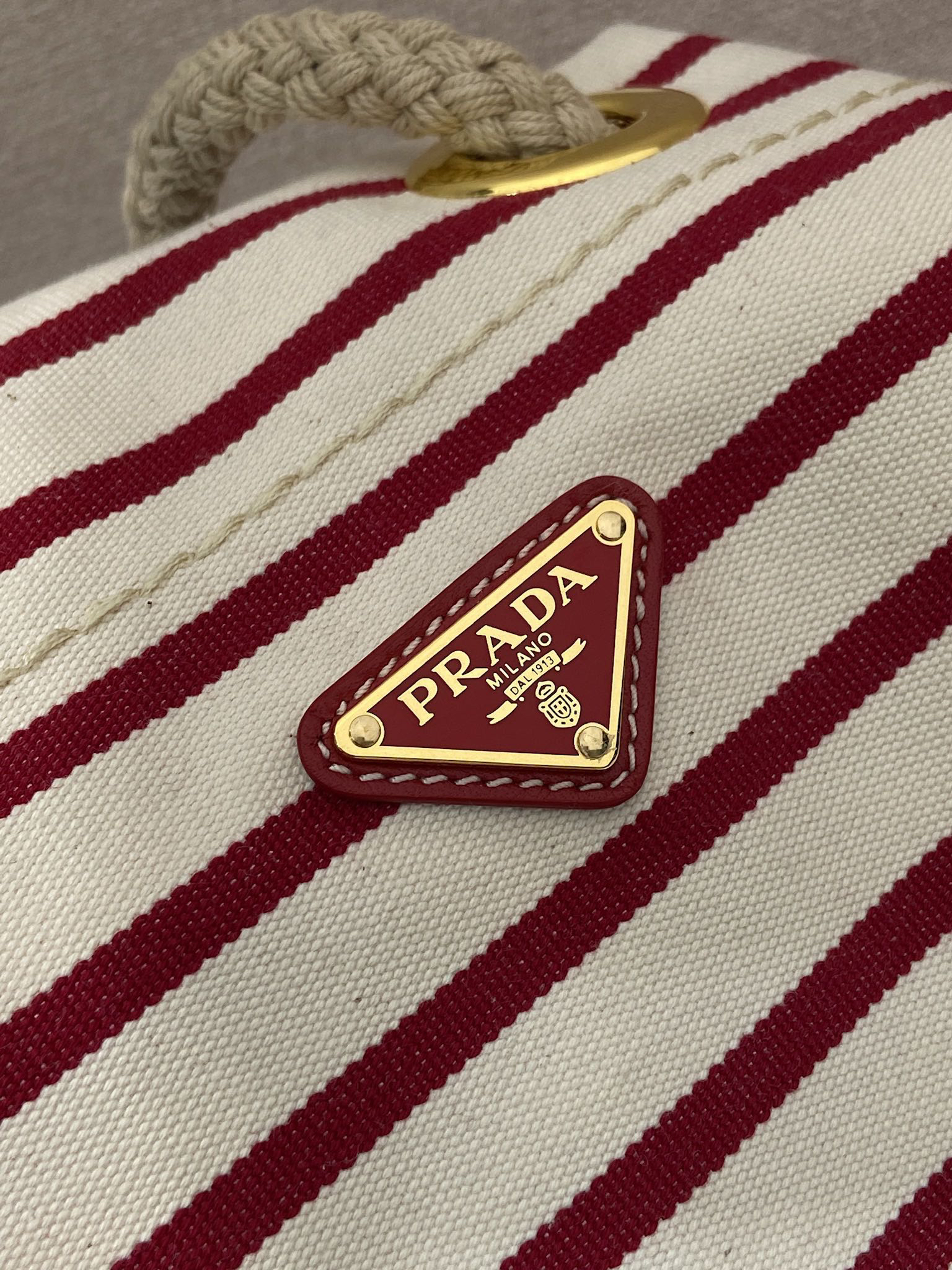 Prada New Striped Bucket Bag 1BE082