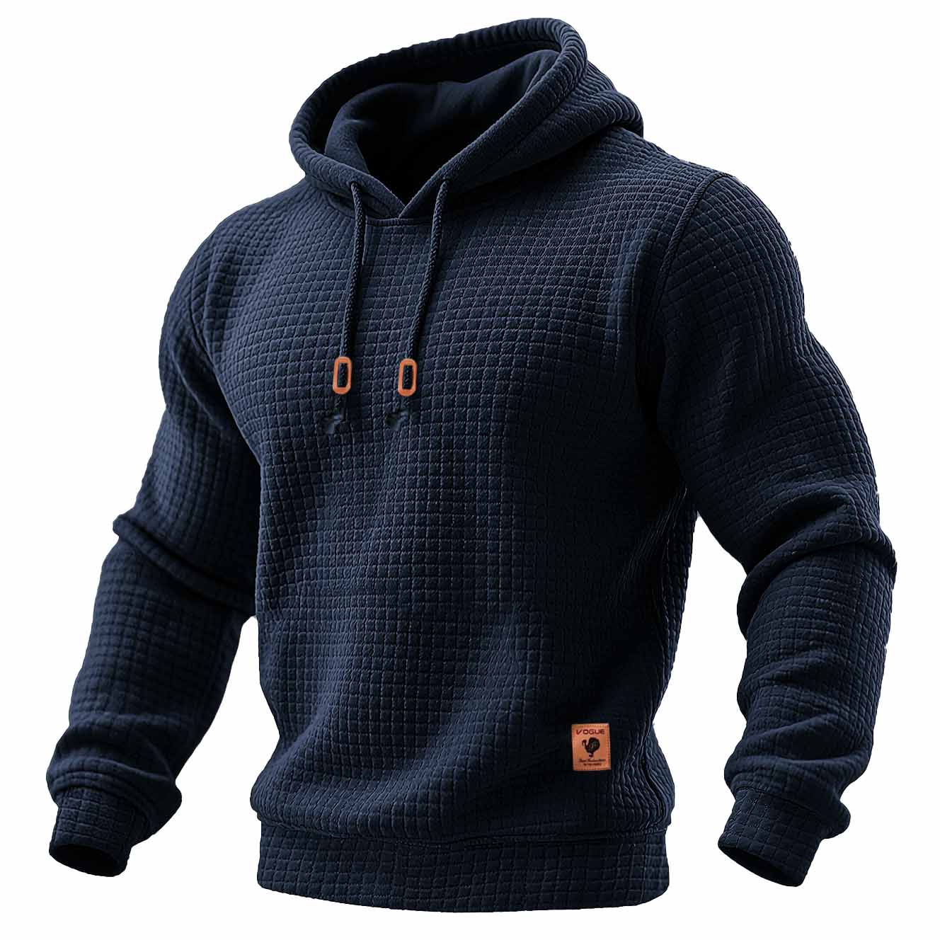 Men's Quilted Waffle Outdoor Sports Solid Color Long Sleeve Daily Tops Hoodie