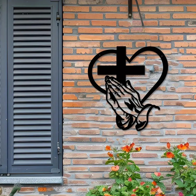 🎄Early Christmas Sale - 50% OFF🔥Christian Metal Wall Art – Heart & Cross with Prayer Hands
