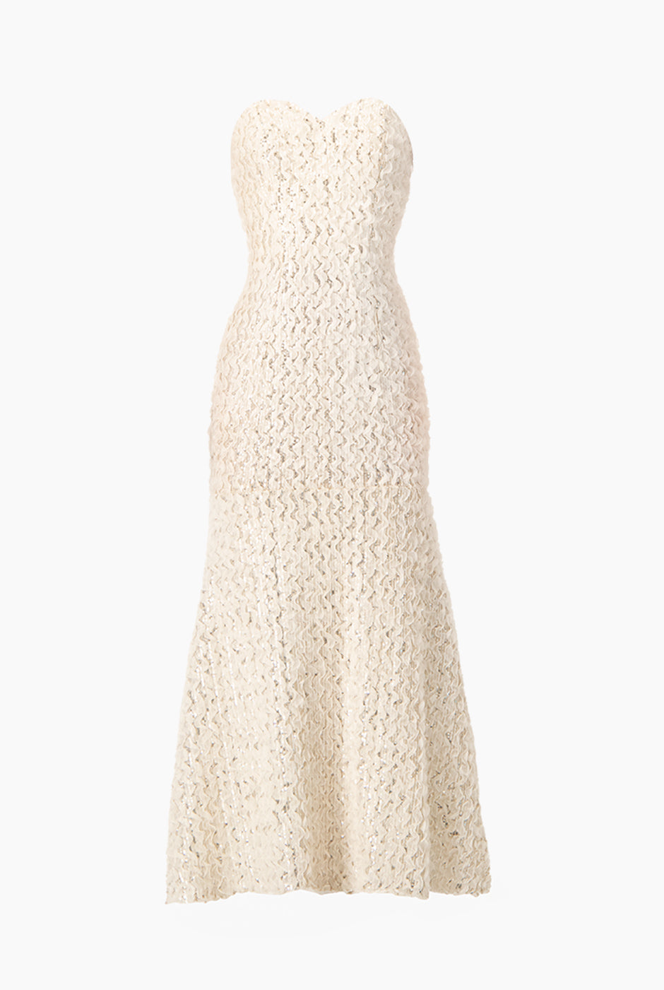 Vestido largo strapless natural