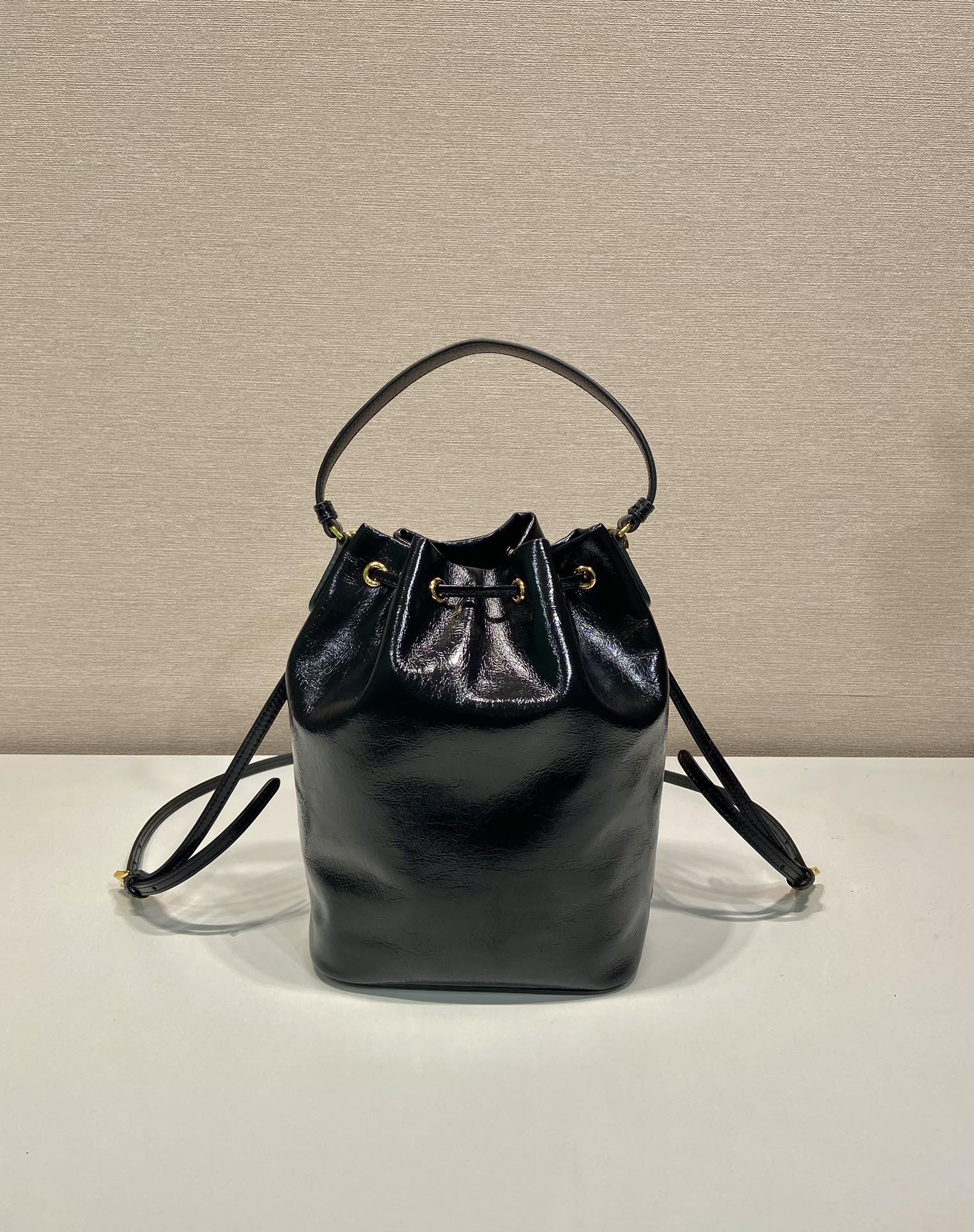 Prada waxed leather bucket bag 1BH038
