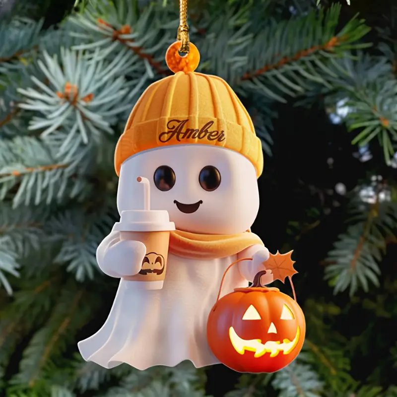 🎃🎃Classic Acrylic Pumpkin and Coffee Cup Halloween Ghost Decor Ornaments
