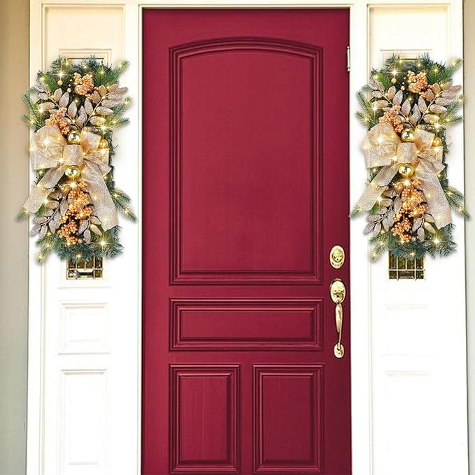 🌲Christmas Cordless Stairway Swag Teardrop Trim Wreath🎁
