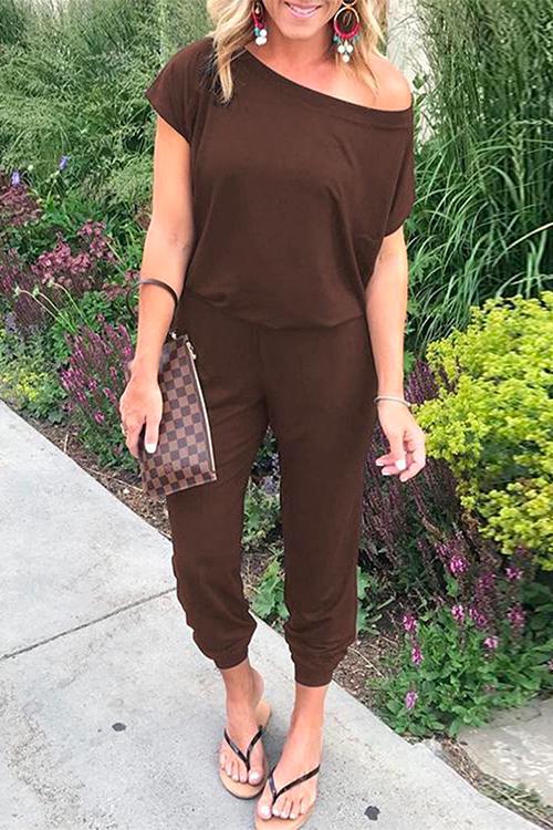 Heididress Short Sleeves Elastic Waist Joggers Jumpsuit