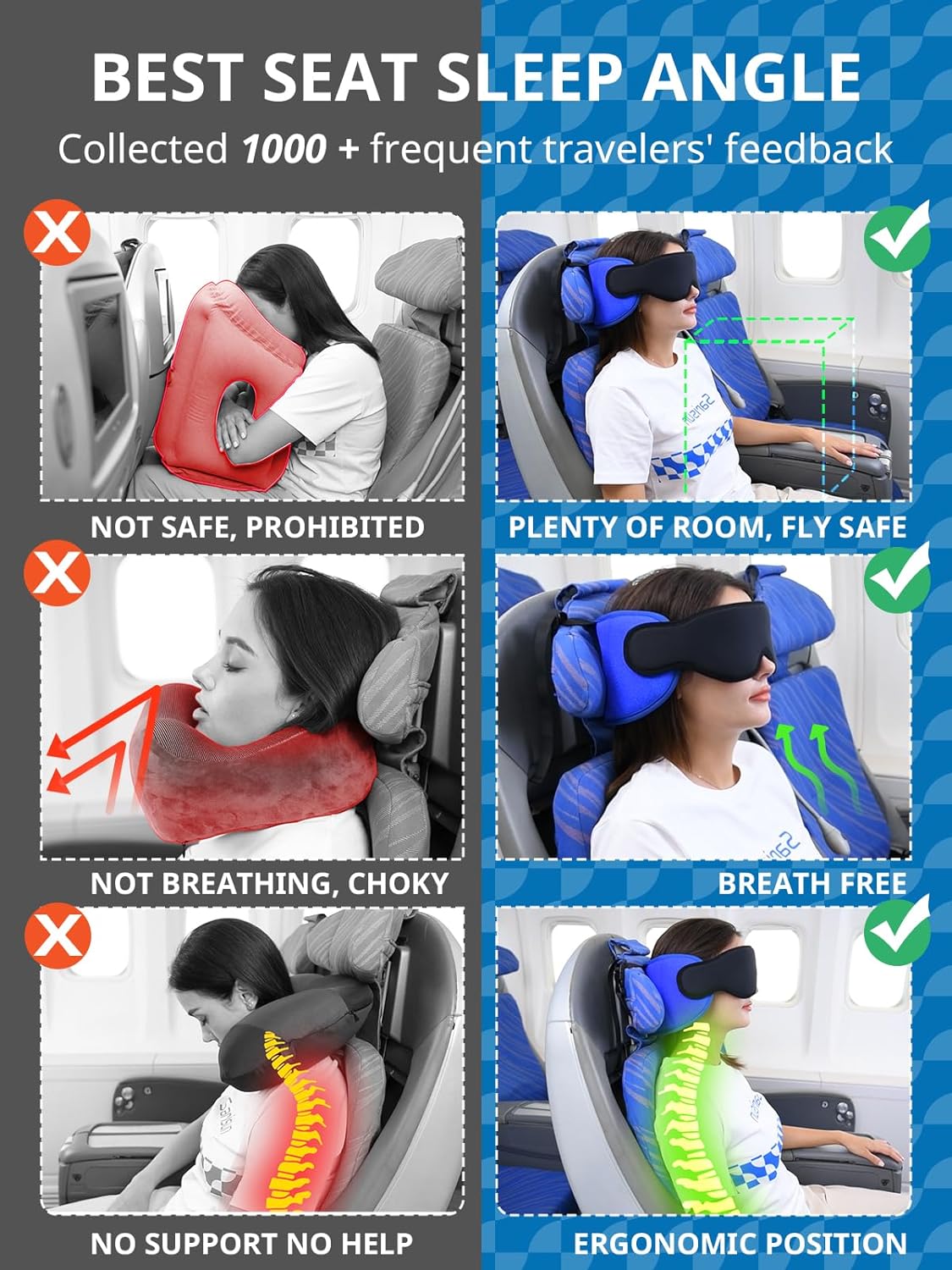 🔥ON SALE🔥Neck Pillow for Sleeping Travel with Eye Mask