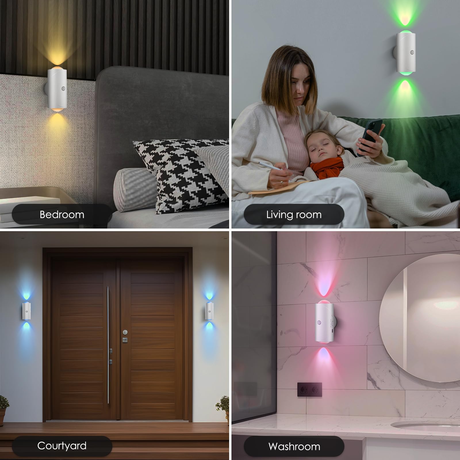 🔥USB Rechargeable LED Night Light with Move Sensor, RGB Gradient Ambient Light
