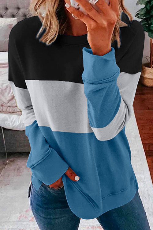 Heididress Crewneck Long Sleeve Color Block Sweatshirt