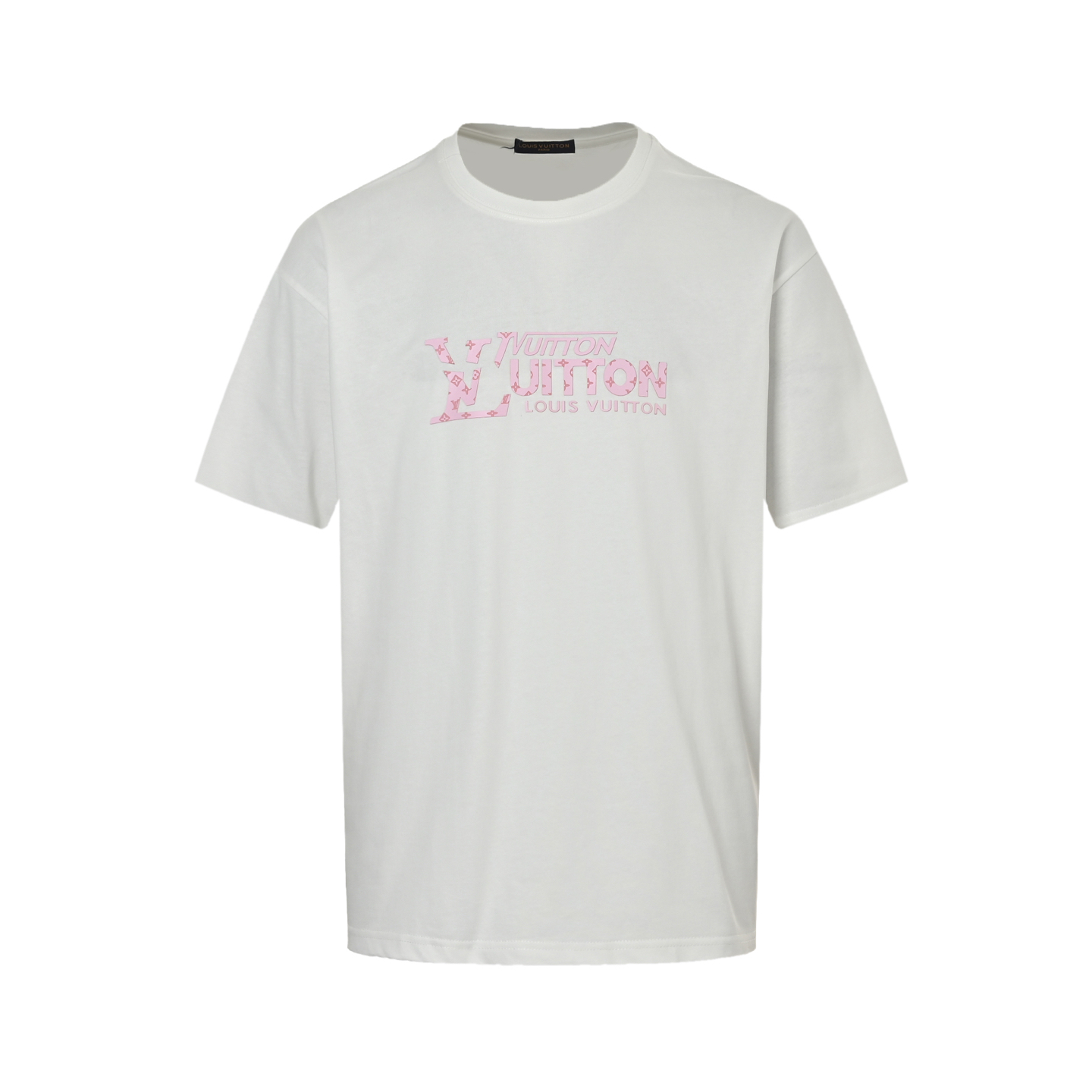 Louis Vuitton 25ss pink lettering short sleeves