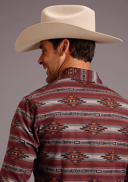 Mens Long Sleeve Aztec Western Shirt