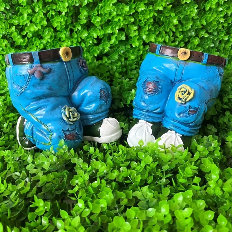 1pc Jeans Pants Shape Flower Pot Resin Statue, Succulent Pot Flower Planter For Indoor Garden Yard Lawn Porch Balcony Patio Outdoor Decor