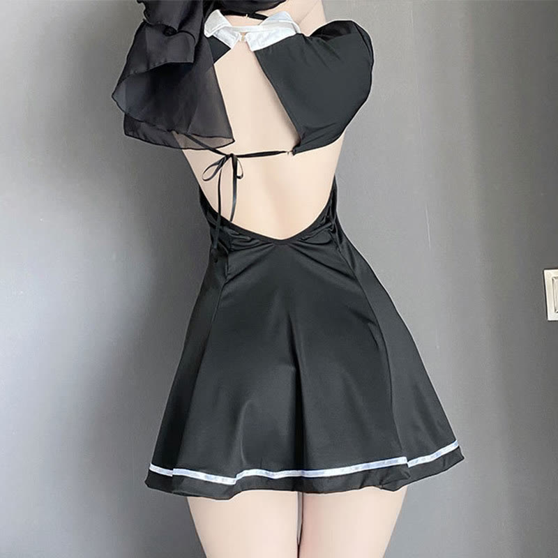 Nun Cross Backless Lingerie Dress Set