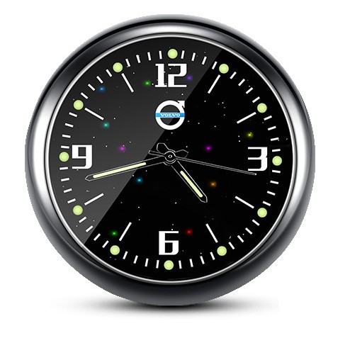 1x Luminous Diamond Quartz Analog Watch Stick On Car Clock Accessories Black