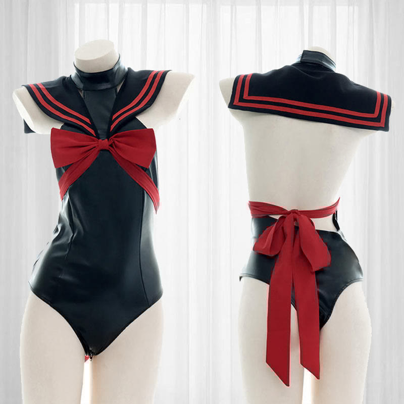 Bow Knot Sailor Uniform Jumpsuit Lingerie