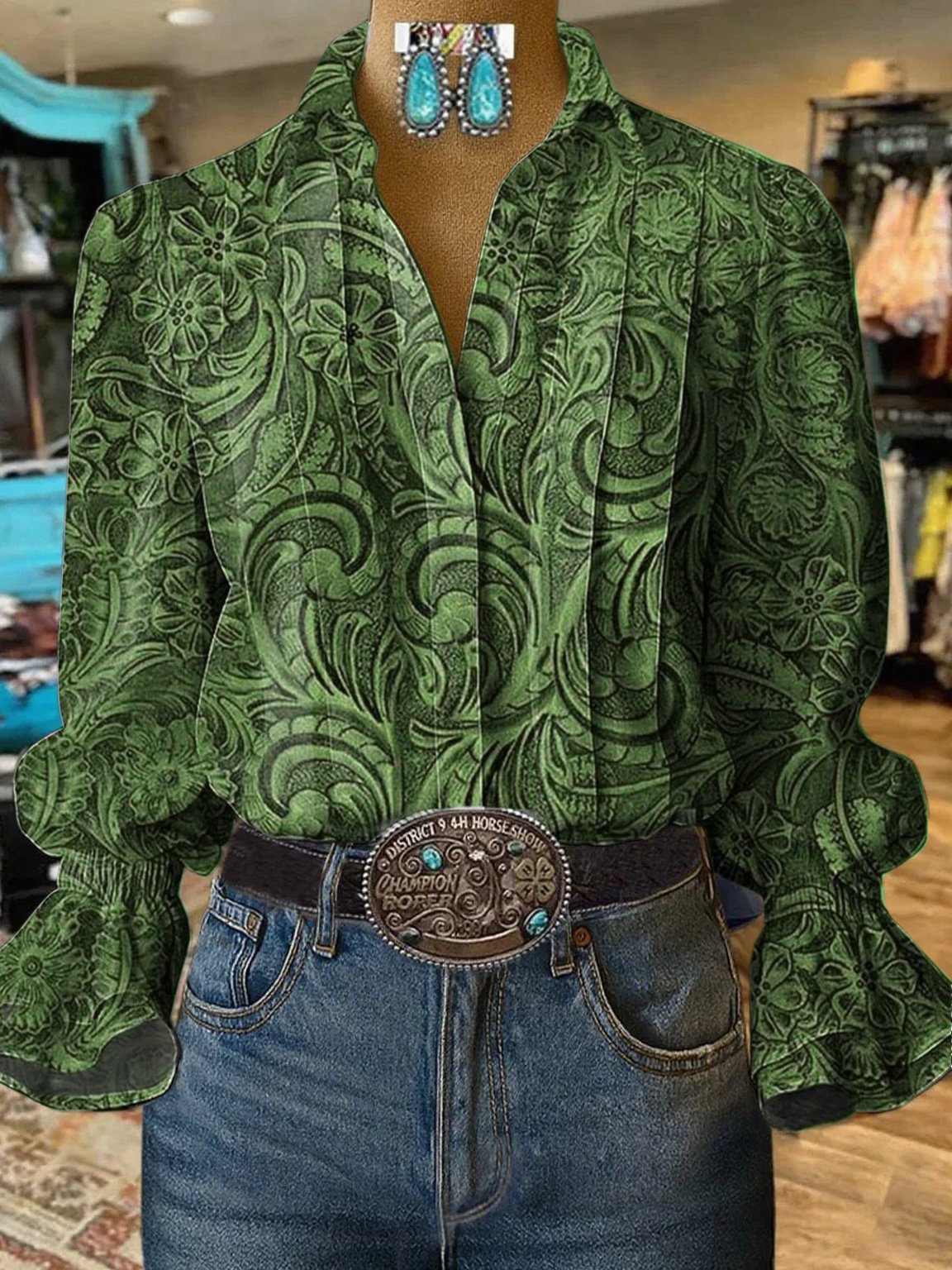 Women's Vintage Western Floral Shirt