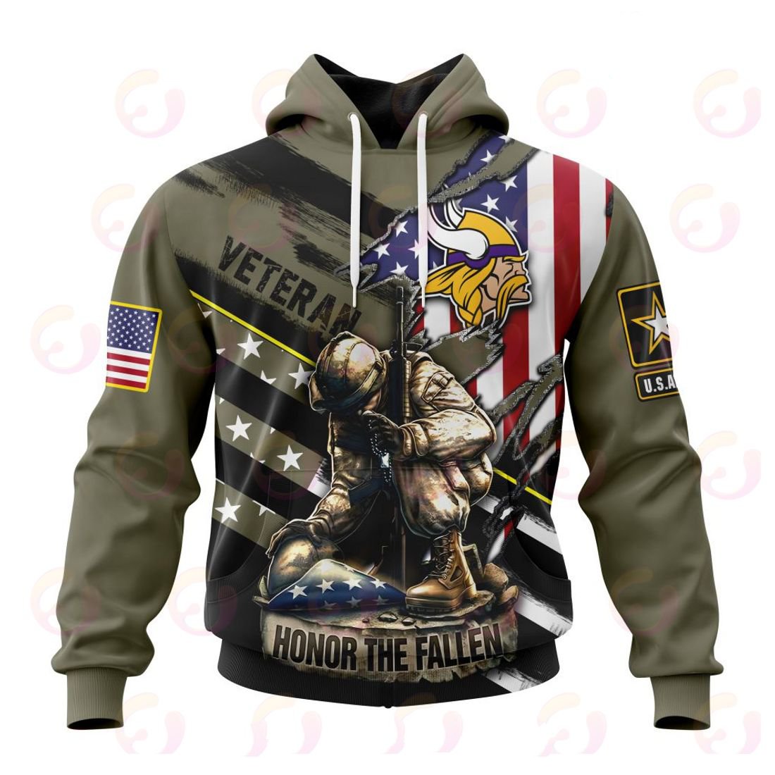 MINNESOTA VIKINGS 3D HOODIE VETERANS
