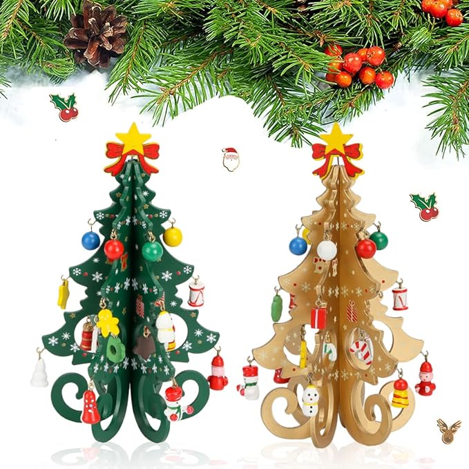 🌲🌲DIY 3D Mini Wooden Christmas Tree Decoration
