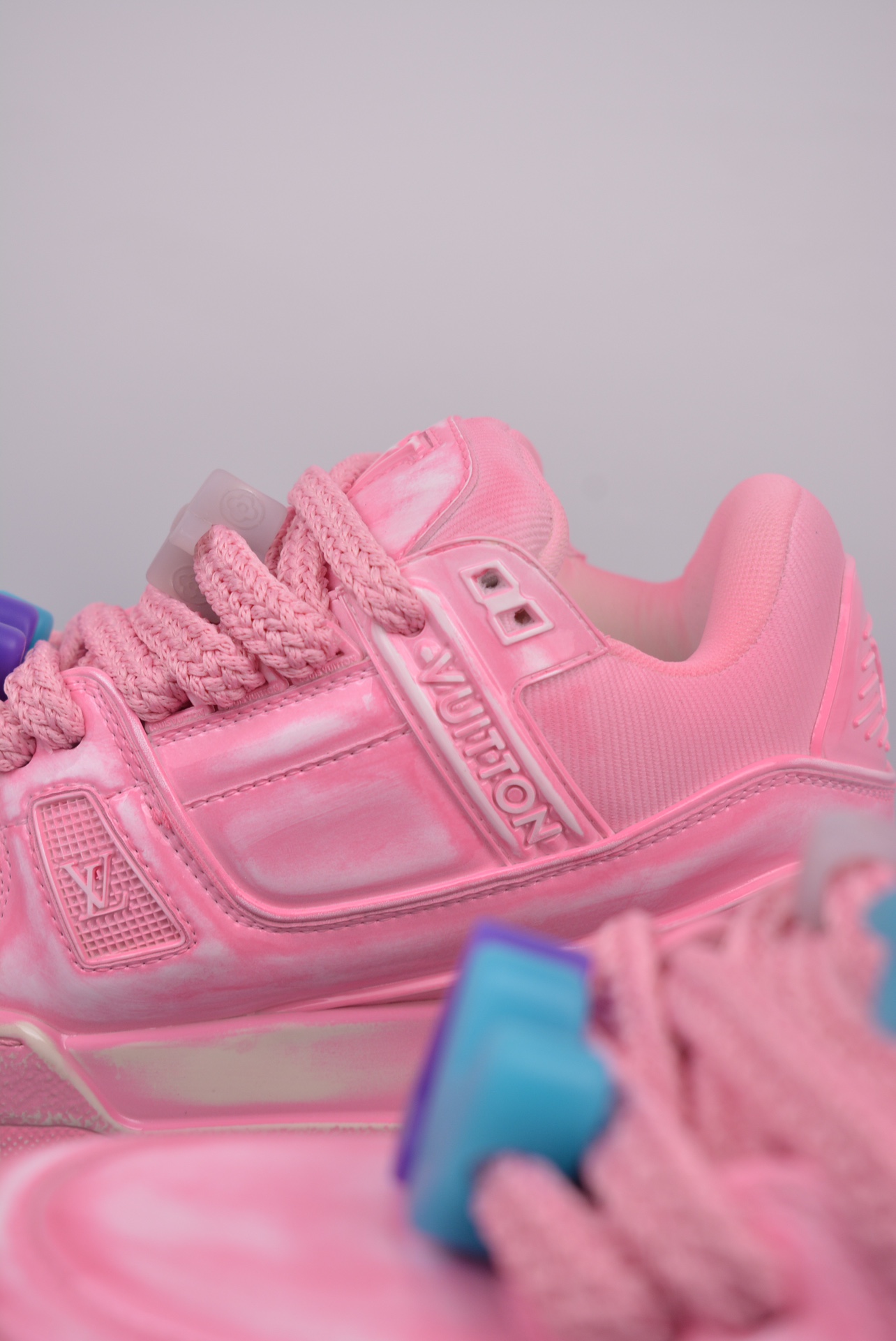 Louis Vuitton Trainer Maxi Low Sneaker Pink Distressed