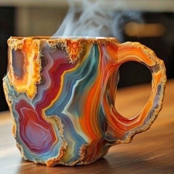Mineral crystal coffee cup, creative design mug, luxurious decorative handicraft resin water cup.