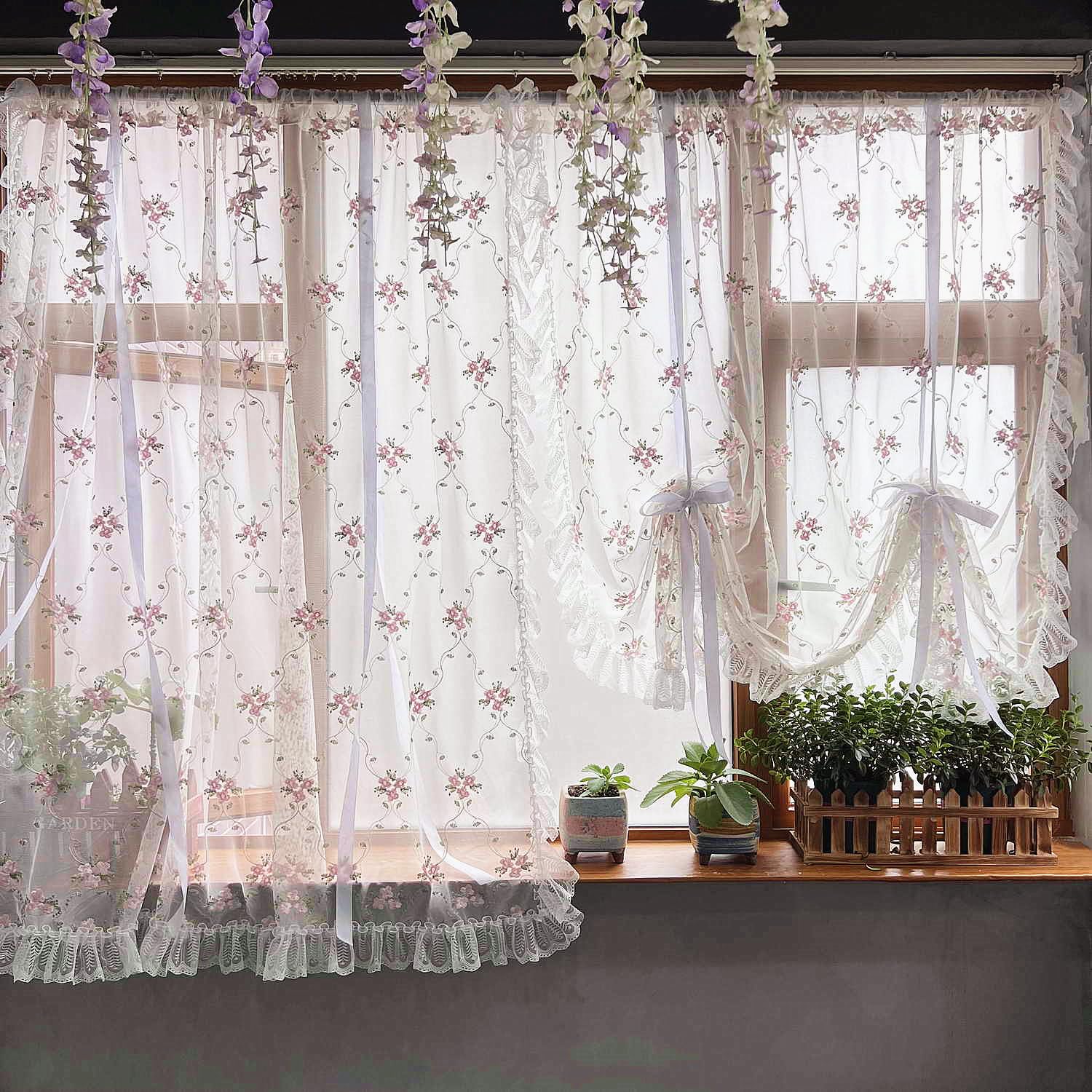 Elegant Floral Lace Balloon Curtains