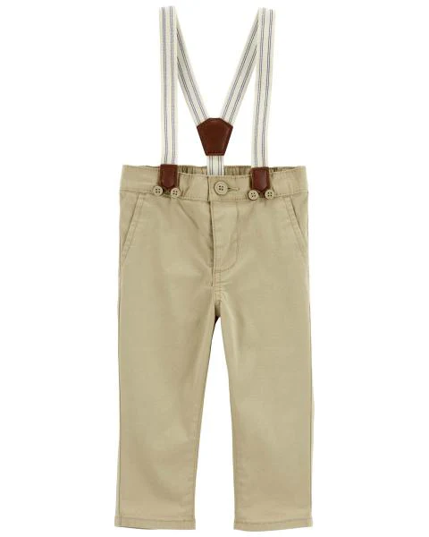 Oshkosh Plaid Button-Front Bodysuit with Twill Suspender Pants