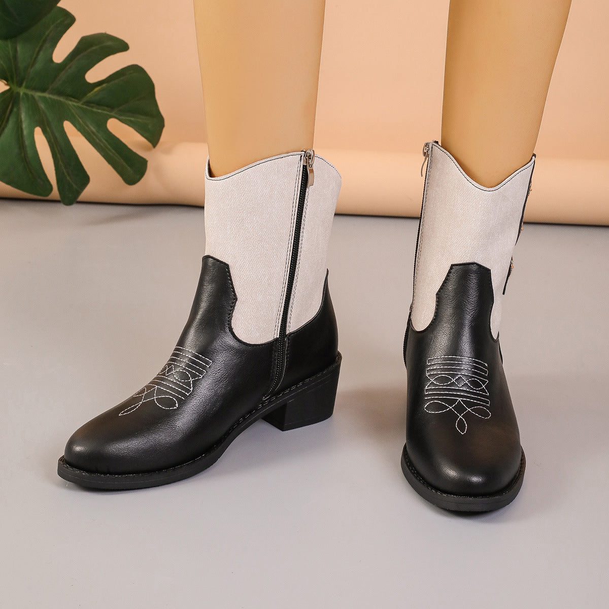 Step into Western Vibes with New Denim Patchwork Cowboy Boots for Women