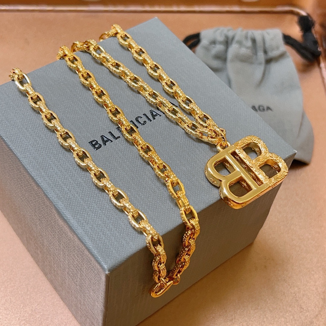 Balenciaga BB chain gold necklace
