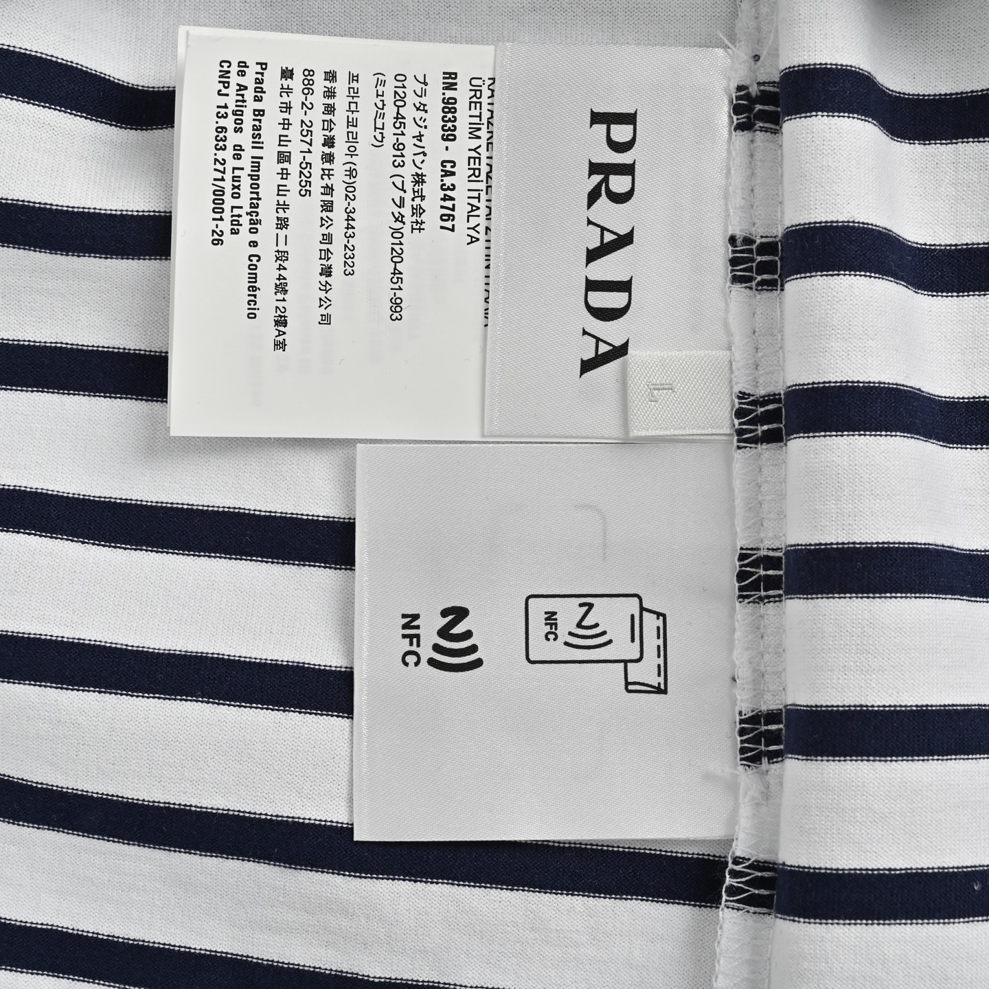 Prada 25ss pocket embroidered striped short sleeve