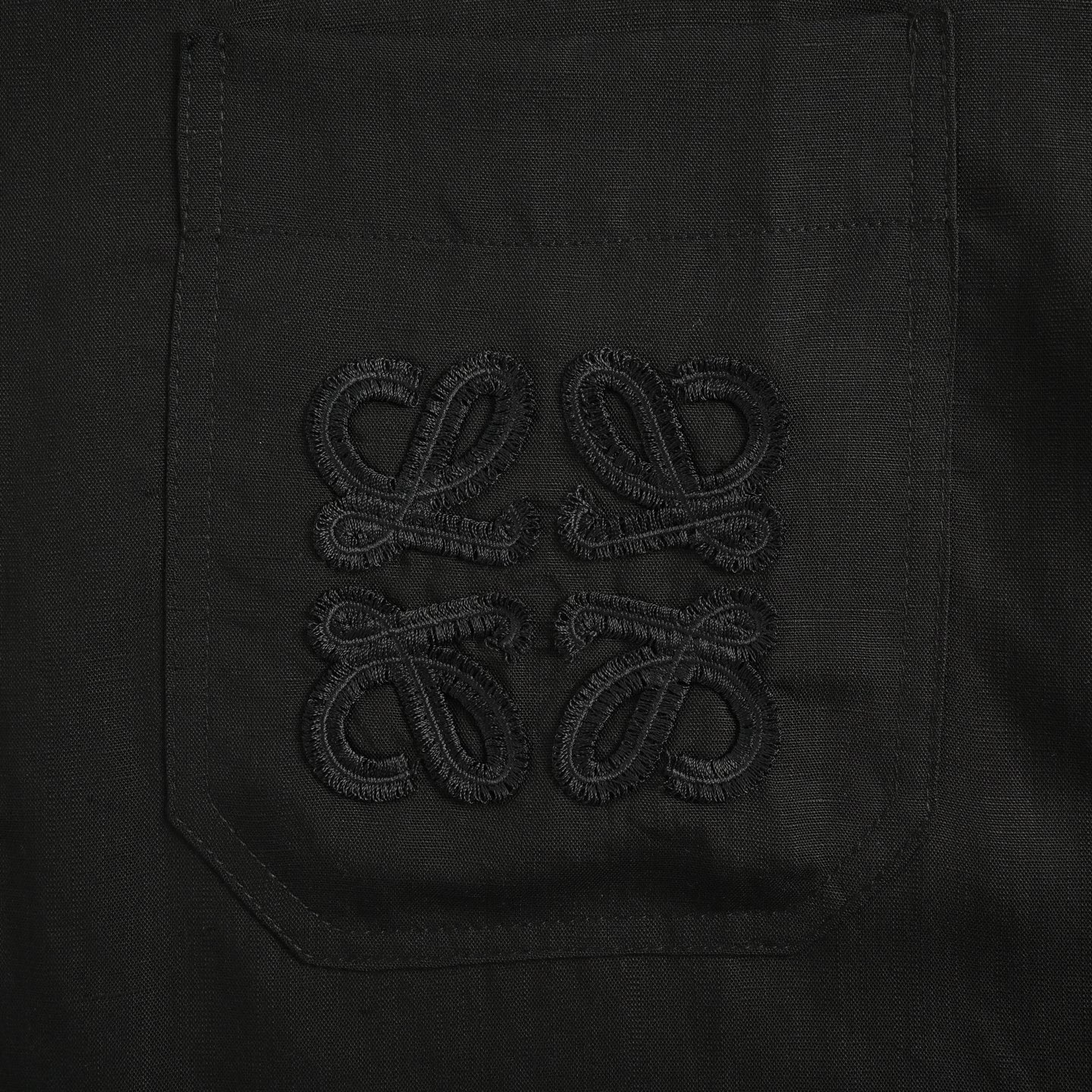 Loewe 25ss short-sleeved linen shirt with pocket embroidery