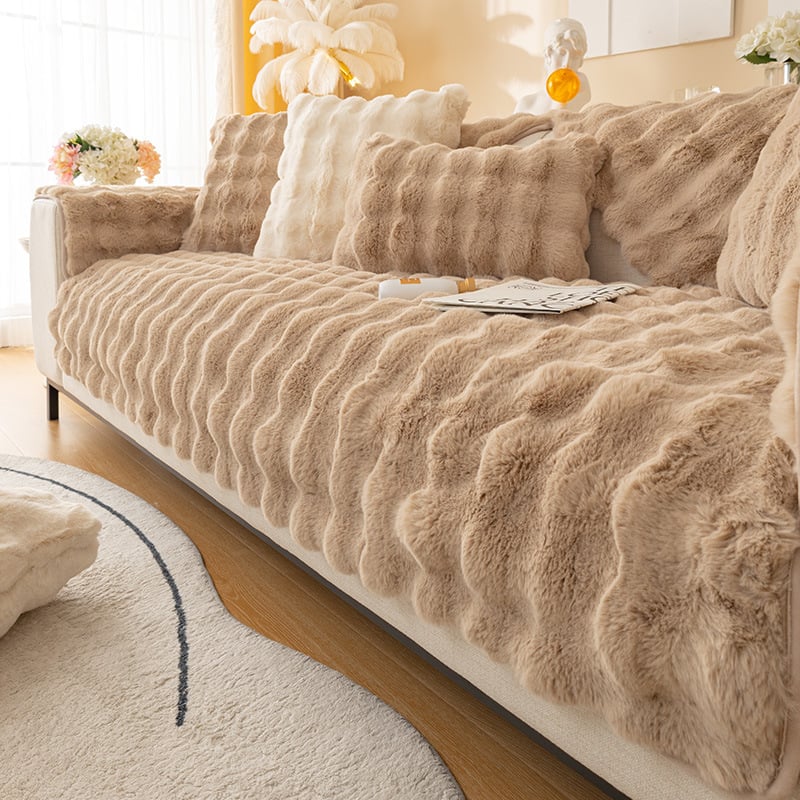 😍Cosy Plush Solid Colour Non-slip Couch Cover
