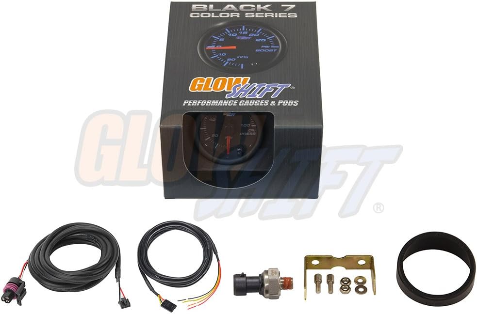 GlowShift Tinted 7 Color 100 PSI Oil Pressure Gauge Kit
