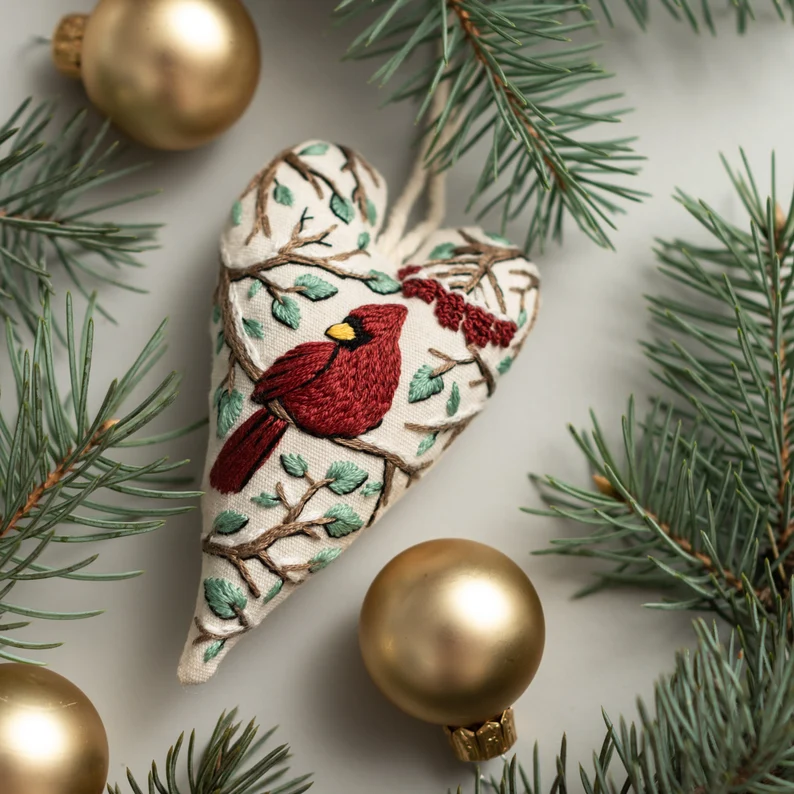 💐💐2025 Christmas Carnival Eve Sale 49% Discount-DIY Heart Shaped Hand Embroidered Christmas Ornament Kit
