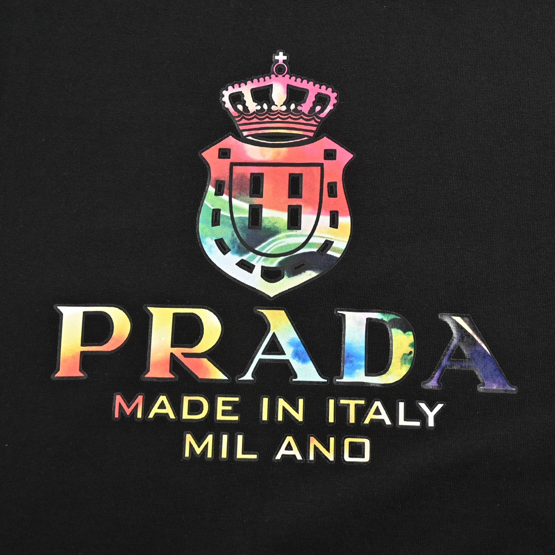 Prada 24ss gradient crown logo print short sleeves