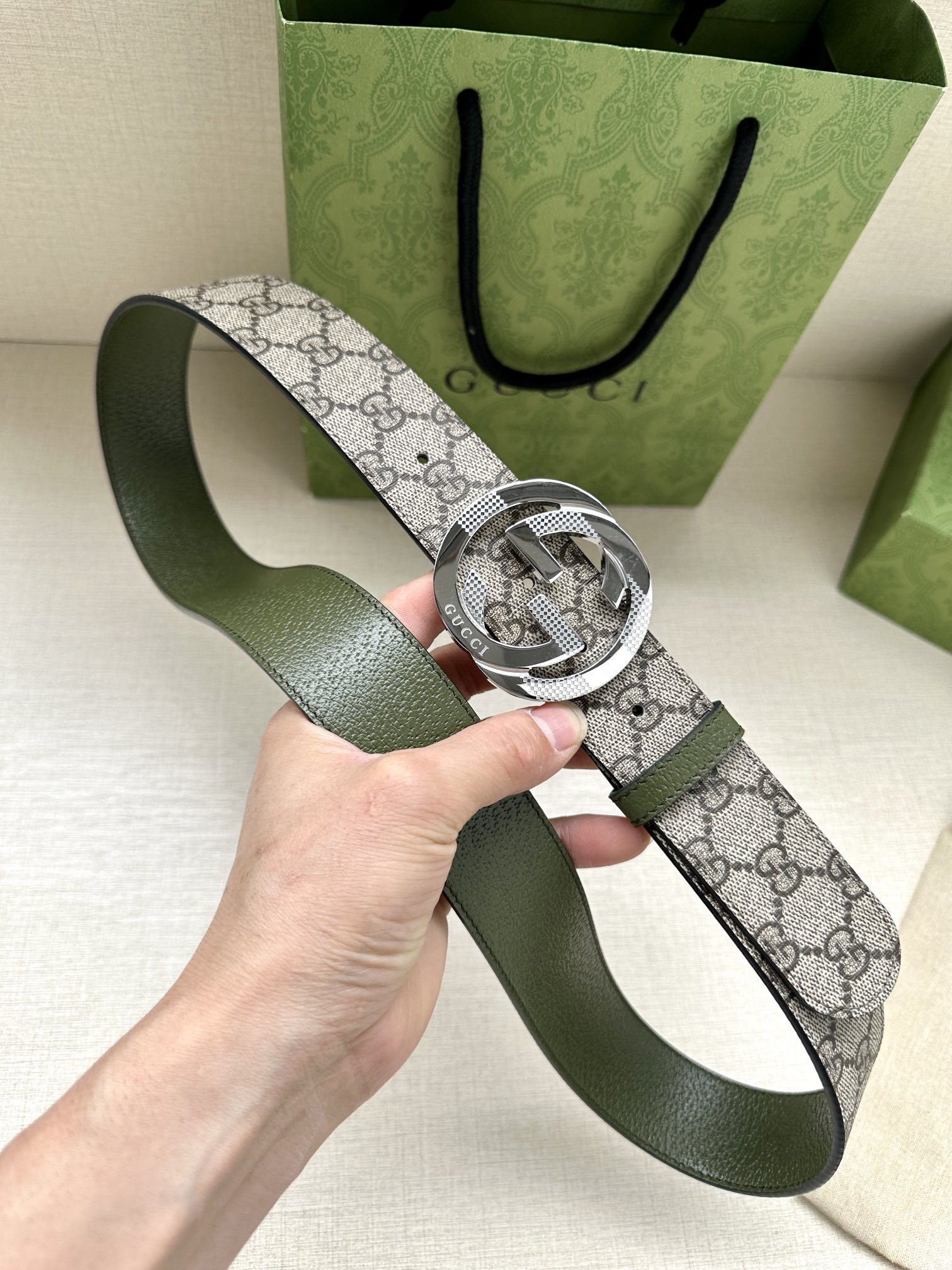 Gucci Marmont printed leather belt 3.8 cm wide