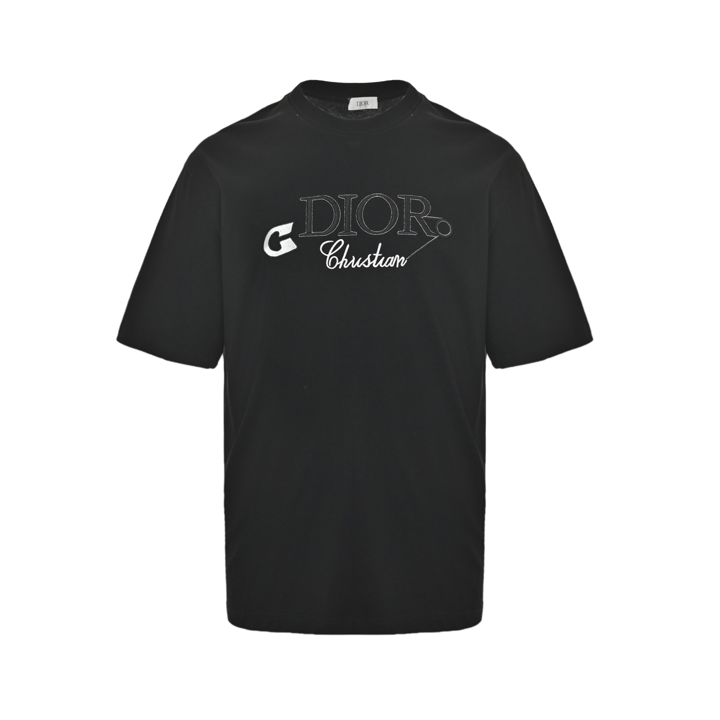 Dior pin embroidered lettering logo short sleeve