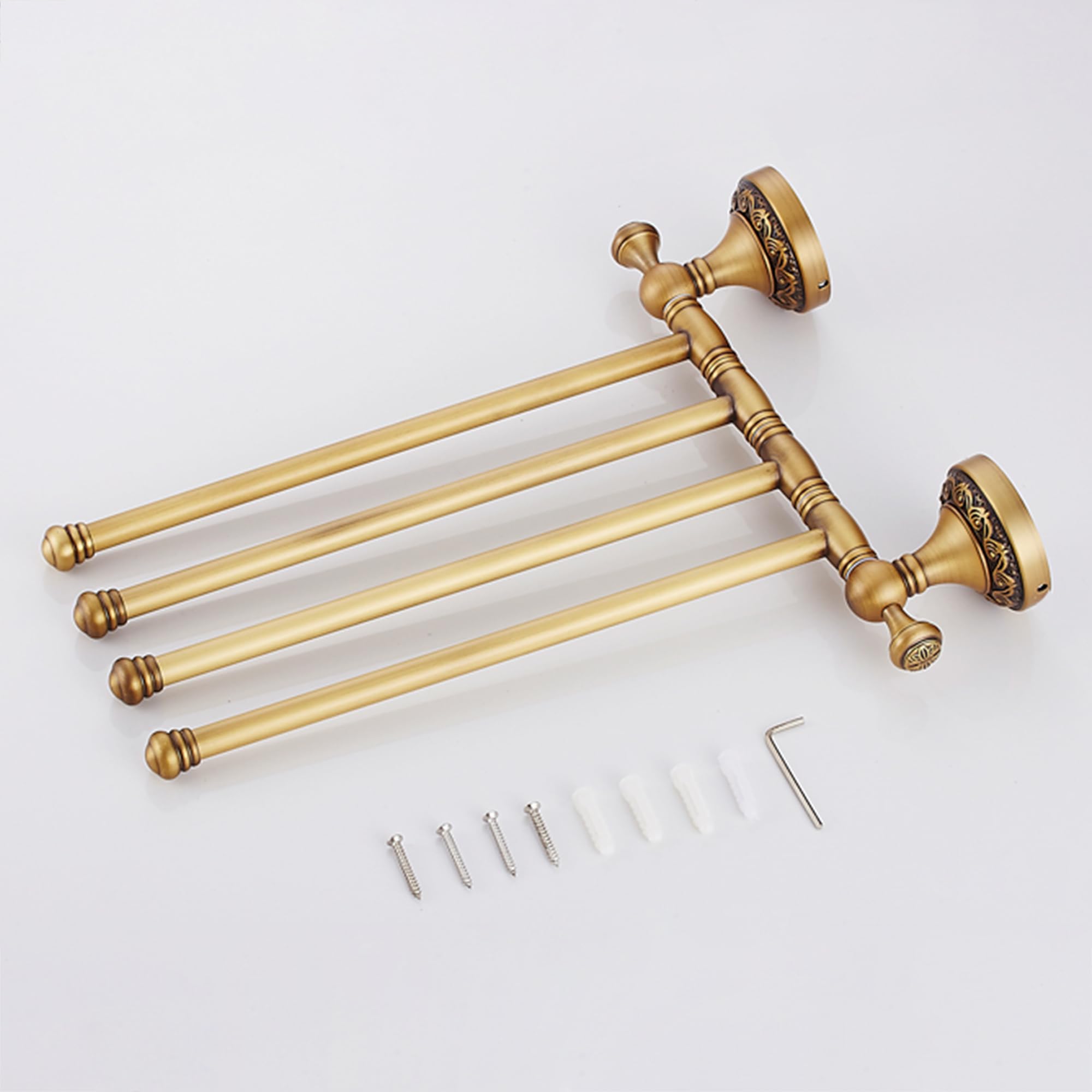 Folding Four-Arm Swivel Brass Towel Rack