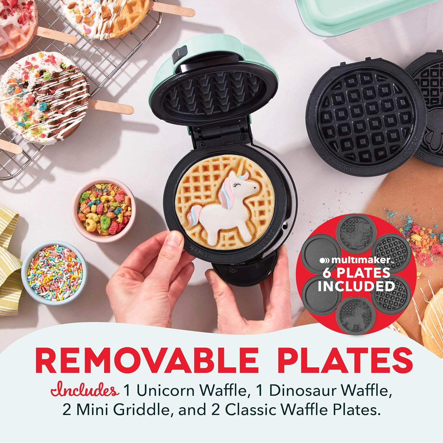 🎄Christmas Hot Sale🎄Removable Holiday Plates: Waffle Iron & Griddle – Nonstick Surface
