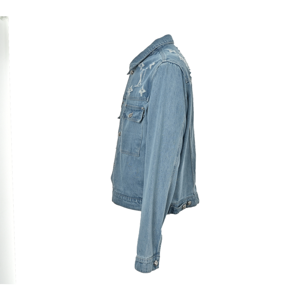Louis Vuitton 24Fw washed monogram ripped denim jacket