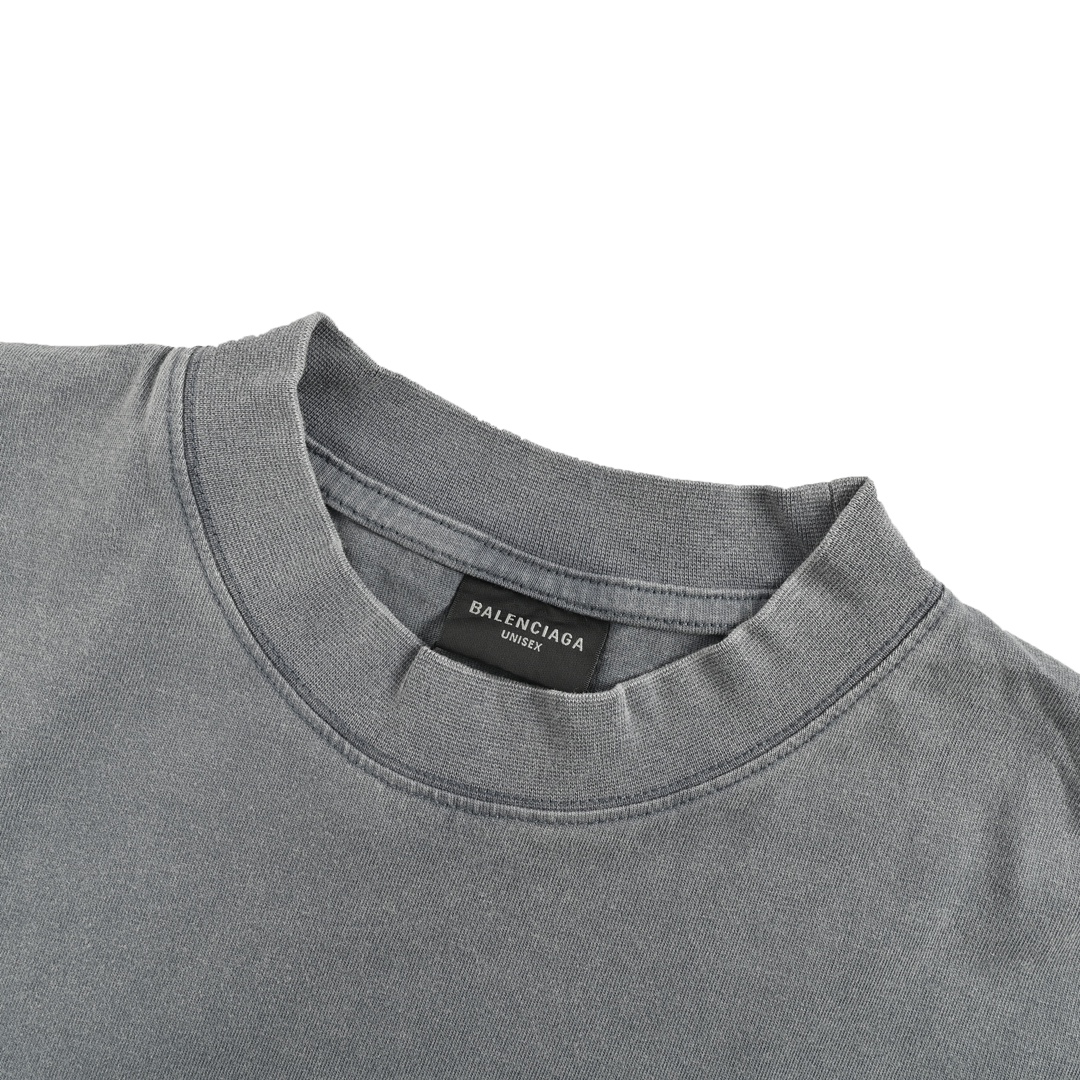 Balenciaga 24ss letter print washed short sleeves