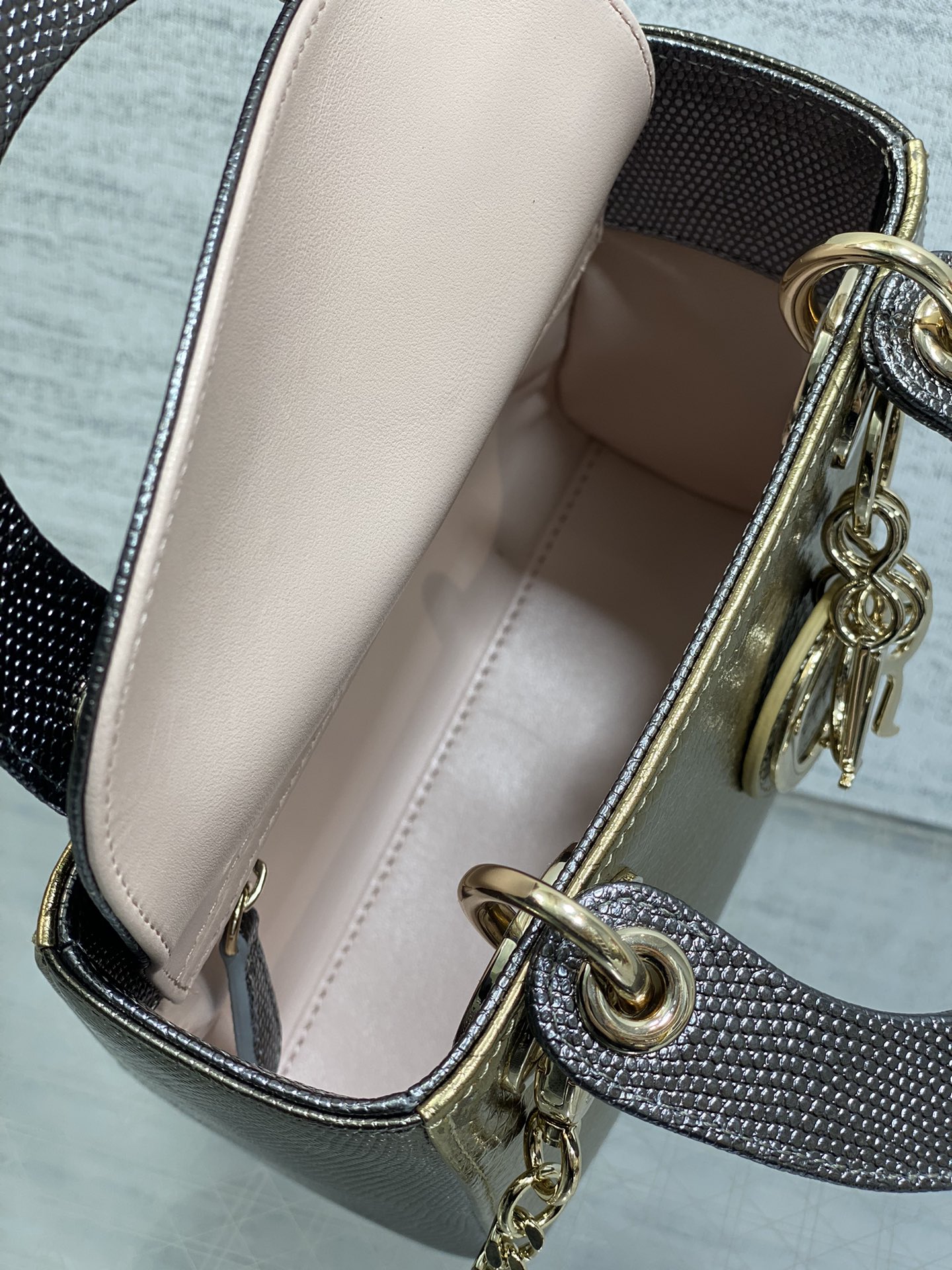 Dior Lady three-grid rare snakeskin Princess Diana bag