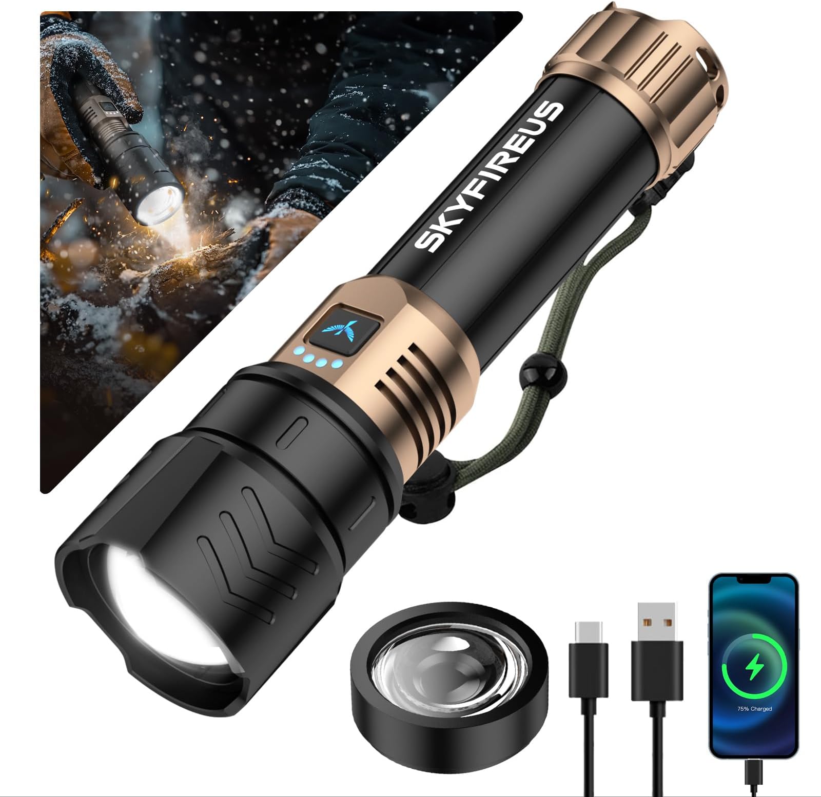 🔥2025 Newest Tactical LED Flashlight 10000 High Lumens