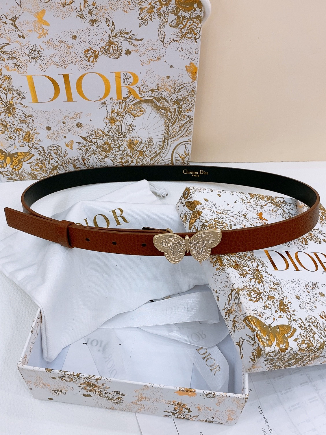 Dior Saddle Belt Cowhide Leather Belt 2.0CM Width