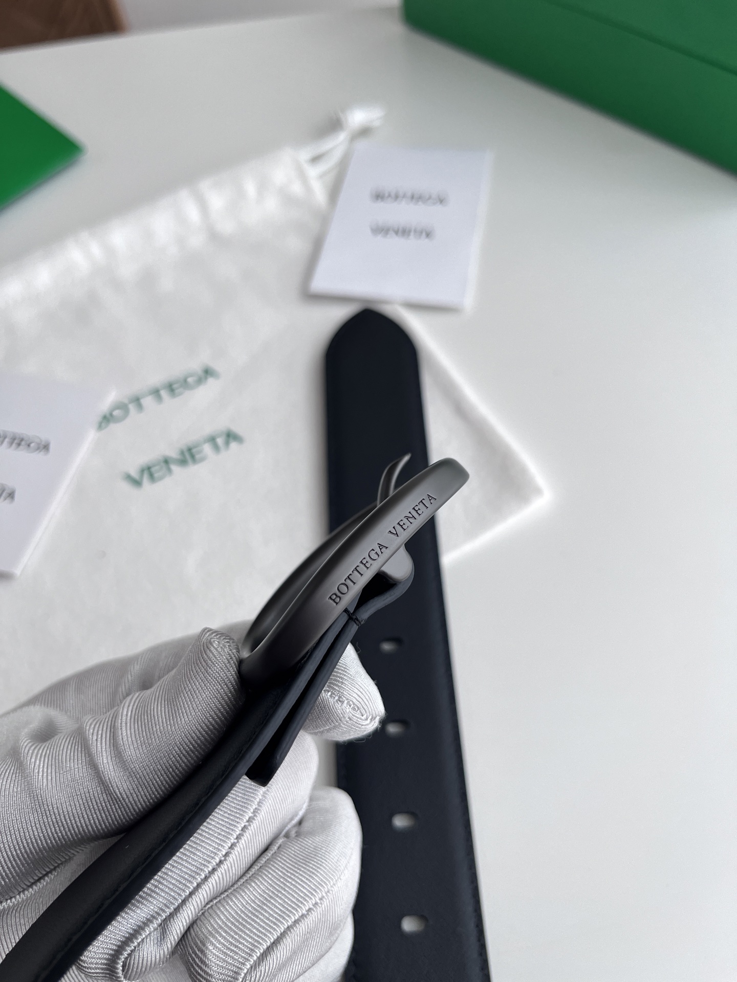 Bottega Veneta 25 smooth leather belt 3.5cm wide