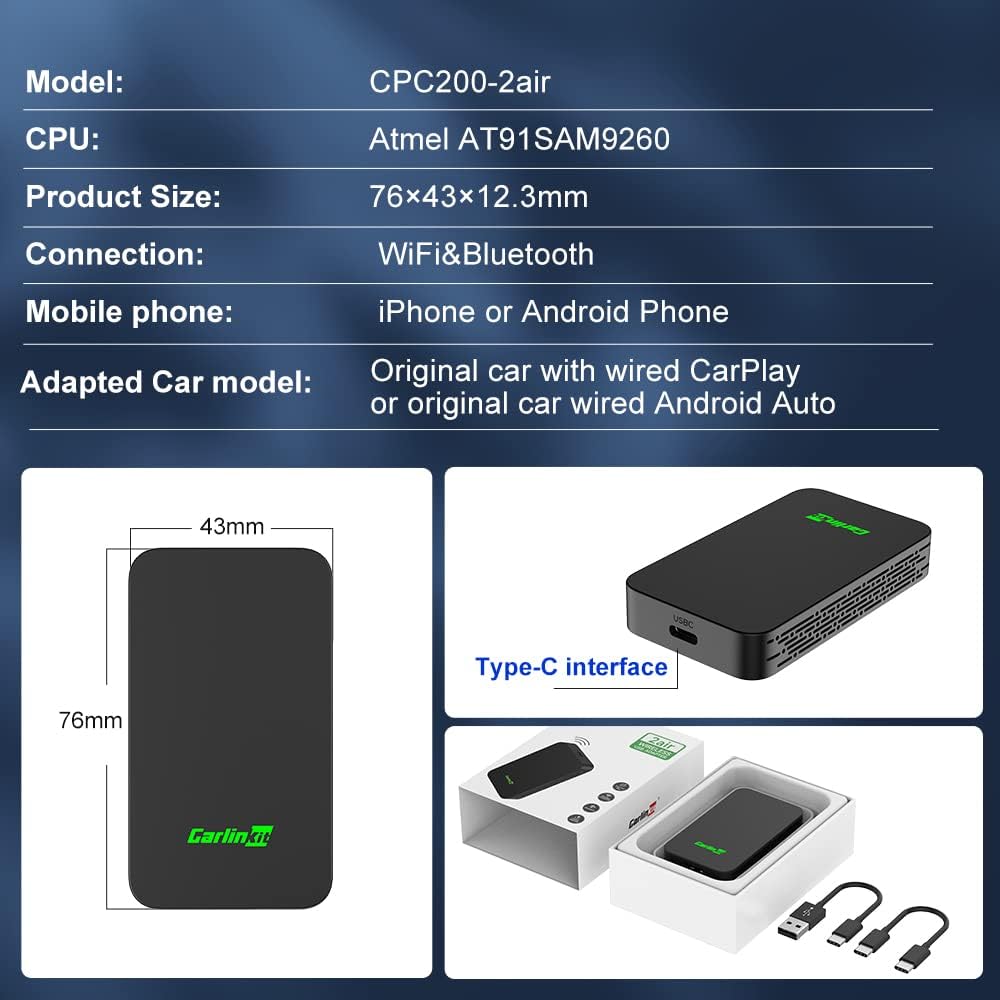 CarlinKit Adapter Wired to Wireless CarPlay & Android Auto Adapter