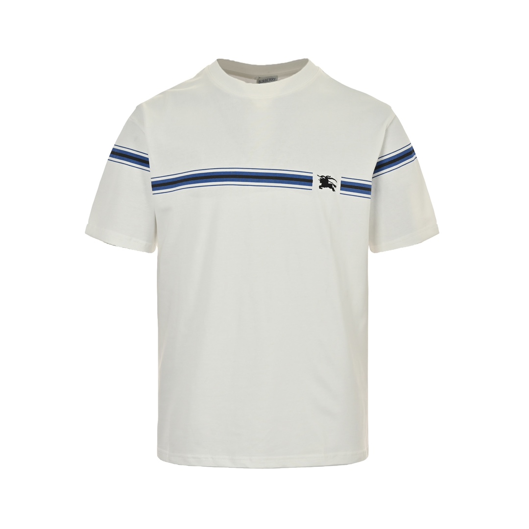 Burberry 24ss striped print embroidered horse short sleeves