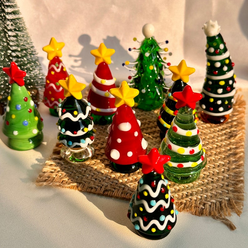 🎄Early Christmas Sale 49% OFF🎄Handmade Lampwork Glass Mini Christmas Trees